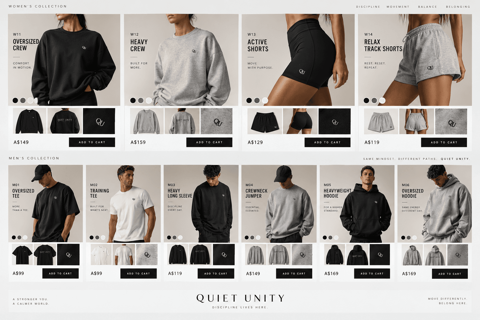 Quiet Unity men's collection lookbook